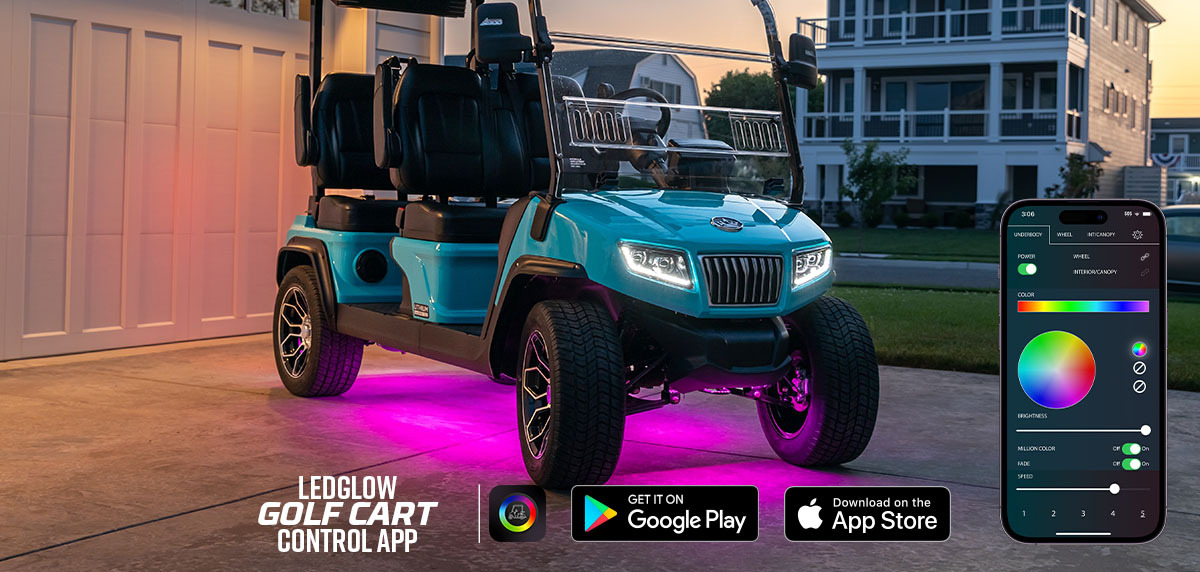 Bluetooth Million Color LED 4-Seater Golf Cart Underbody Lighting Kit with Smartphone Control