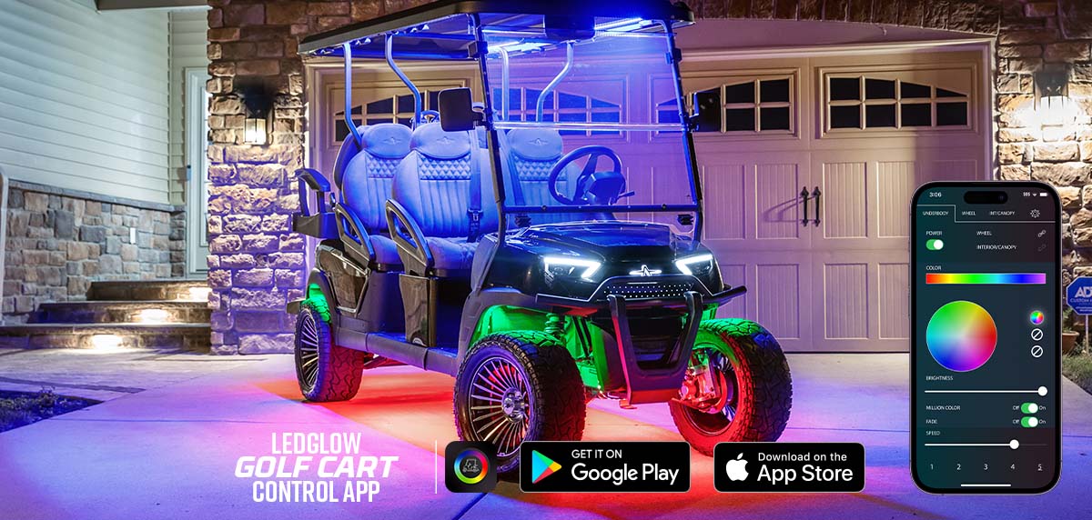 Bluetooth Million Color LED 6-Seater Golf Cart Underbody Lighting Kit with Smartphone Control